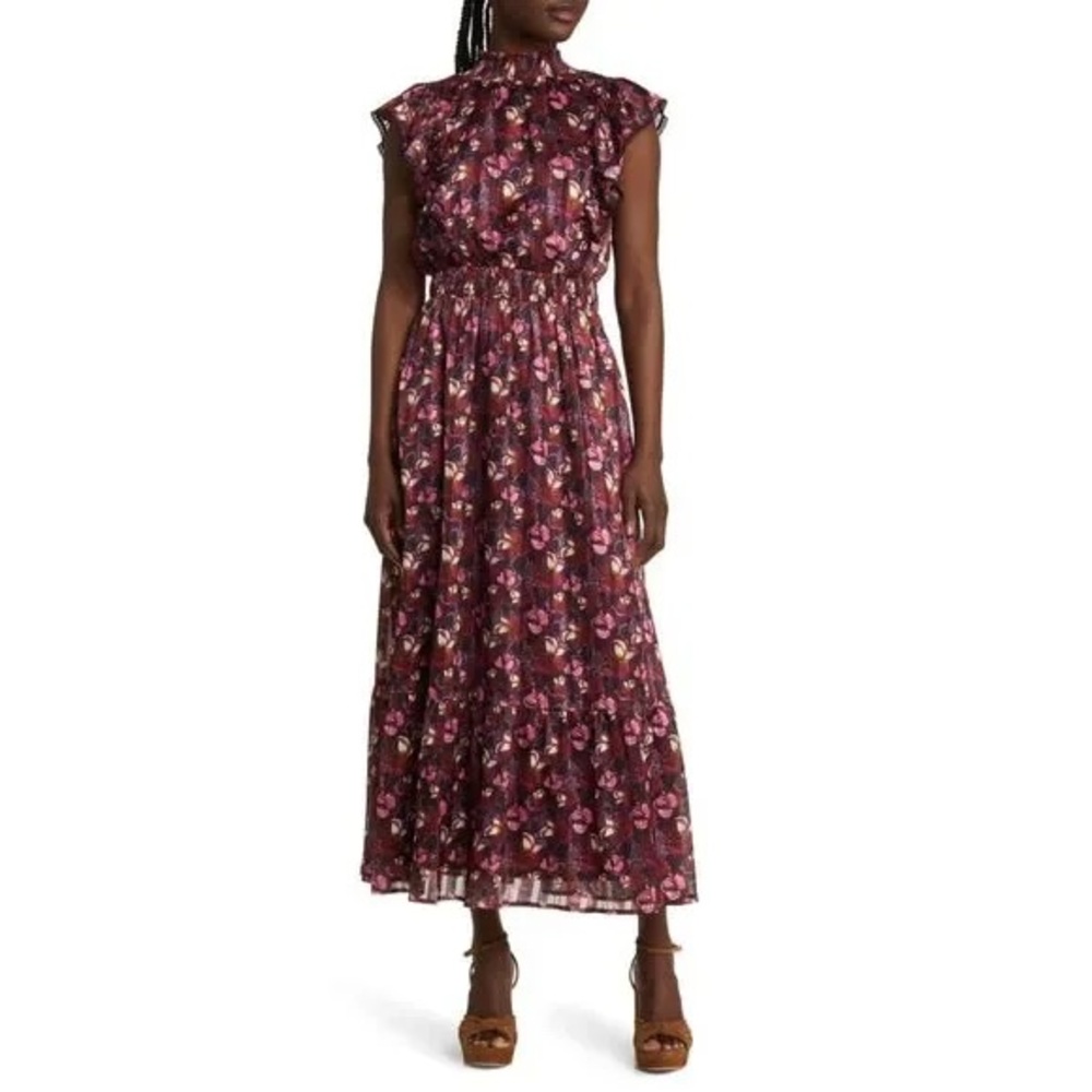 Lost + Wander Burgundy Floral Maxi Dress